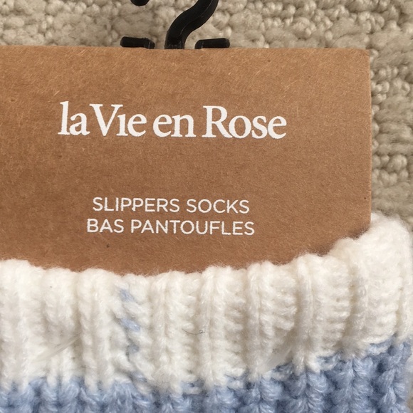 La Vie en Rose Slipper Socks - Blue and White - Picture 9 of 9